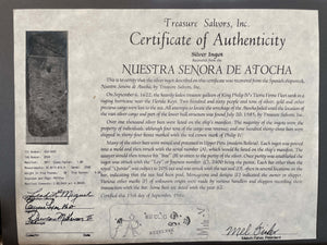 ATOCHA SILVER BAR SLICE GRADE 1.0 ATOCHA SILVER BAR SLICE 1622 SHIPWRECK TREASURE FLEET 1622 SHIPWRECK TREASURE FLEET
