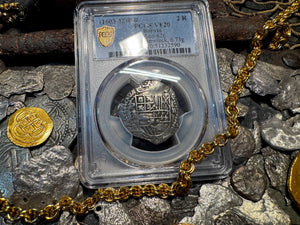 ATOCHA 2 REALES BOLIVIA 1622 SHIPWRECK PCGS 20 PIRATE SILVER COINS 1603-20