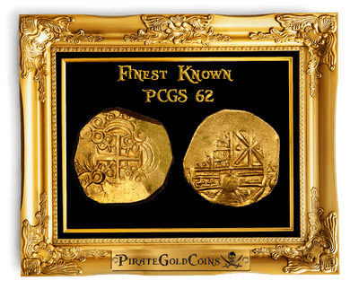 COLOMBIA 2 ESCUDOS 1698 FROM 1715 FLEET SHIPWRECK PCGS 62 PIRATE GOLD COINS