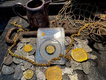 Load image into Gallery viewer, COLOMBIA 2 ESCUDOS 1701-14 PCGS 55 PIRATE GOLD COINS TREASURE DOUBLOON