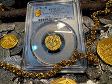 Load image into Gallery viewer, COLOMBIA 2 ESCUDOS 1701-14 PCGS 55 PIRATE GOLD COINS TREASURE DOUBLOON