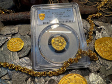 Load image into Gallery viewer, COLOMBIA 2 ESCUDOS 1701-14 PCGS 55 PIRATE GOLD COINS TREASURE DOUBLOON