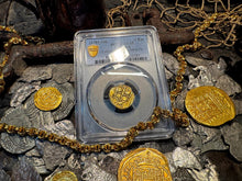 Load image into Gallery viewer, COLOMBIA 2 ESCUDOS 1701-14 PCGS 55 PIRATE GOLD COINS TREASURE DOUBLOON