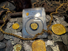 Load image into Gallery viewer, COLOMBIA 2 ESCUDOS 1701-14 PCGS 55 PIRATE GOLD COINS TREASURE DOUBLOON