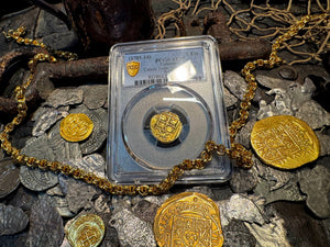 COLOMBIA 2 ESCUDOS 1701-14 PCGS 55 PIRATE GOLD COINS TREASURE DOUBLOON