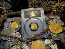 Load image into Gallery viewer, COLOMBIA 2 ESCUDOS 1701-14 PCGS 55 PIRATE GOLD COINS TREASURE DOUBLOON