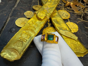 1715 FLEET SHIPWRECK EMERALD & AMETHYST RING PIRATE GOLD COINS TREASURE JEWELRY