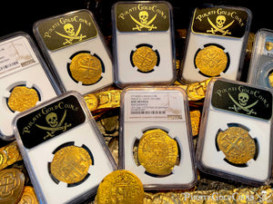 MEXICO 1714 8 ESCUDOS "1715 FLEET SHIPWRECK" NGC UNC PIRATE GOLD COINS TREASURE