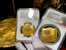 Load image into Gallery viewer, MEL FISHER COA MEXICO 1714 1715 FLEET SHIPWRECK 8 ESCUDOS NGC XF PIRATE GOLD