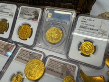 Load image into Gallery viewer, PERU 4 ESCUDOS 1700 FINEST 1715 FLEET SHIPWRECK NGC 63 PIRATE GOLD COINS