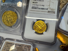 Load image into Gallery viewer, PERU 4 ESCUDOS 1700 FINEST 1715 FLEET SHIPWRECK NGC 63 PIRATE GOLD COINS