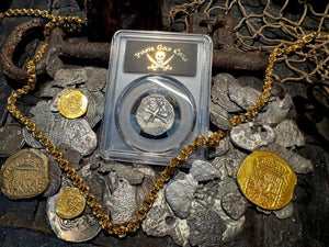 MEXICO ATOCHA MEL FISHER COA! 2 REALES 1622 SHIPWRECK PCGS PIRATE SILVER COINS