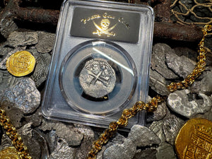 MEXICO ATOCHA MEL FISHER COA! 2 REALES 1622 SHIPWRECK PCGS PIRATE SILVER COINS