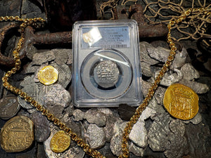 MEXICO ATOCHA MEL FISHER COA! 2 REALES 1622 SHIPWRECK PCGS PIRATE SILVER COINS