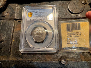 MEXICO ATOCHA MEL FISHER COA! 2 REALES 1622 SHIPWRECK PCGS PIRATE SILVER COINS