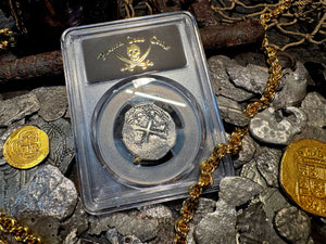 MEXICO ATOCHA MEL FISHER COA! 2 REALES 1622 SHIPWRECK PCGS PIRATE SILVER COINS