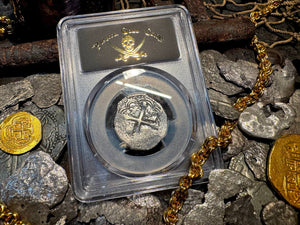 MEXICO ATOCHA MEL FISHER COA! 2 REALES 1622 SHIPWRECK PCGS PIRATE SILVER COINS