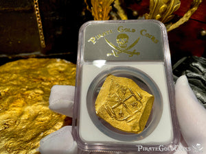 MEXICO MEL FISHER COA 1715 FLEET SHIPWRECK 1702-10 NGC UNC 8 ESCUDOS PIRATE GOLD