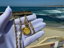 Load image into Gallery viewer, MEXICO 1 ESCUDO 1711-13 &quot;1715 FLEET SHIPWRECK&quot; DIAMOND BEZEL JEWELRY NECKLACE