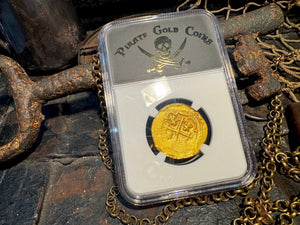 MEXICO 1715 FLEET part DATED 1713 4 ESCUDOS NGC 61 PIRATE GOLD COINS TREASURE