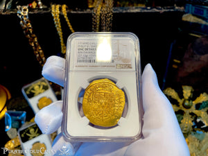 MEXICO 1714 8 ESCUDOS "1715 FLEET SHIPWRECK" NGC UNC PIRATE GOLD COINS TREASURE