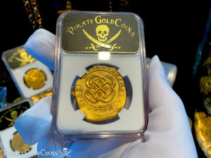 MEXICO 1714 8 ESCUDOS "1715 FLEET SHIPWRECK" NGC UNC PIRATE GOLD COINS TREASURE