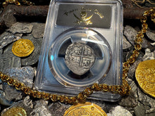 Load image into Gallery viewer, PERU ATOCHA LIMA PCGS 2 REALES w/ MEL FISHER TAG SHIPWRECK 1622 PIRATE COINS