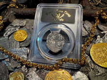 Load image into Gallery viewer, PERU ATOCHA LIMA PCGS 2 REALES w/ MEL FISHER TAG SHIPWRECK 1622 PIRATE COINS