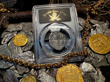 Load image into Gallery viewer, PERU ATOCHA LIMA PCGS 2 REALES w/ MEL FISHER TAG SHIPWRECK 1622 PIRATE COINS