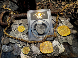 PERU ATOCHA LIMA PCGS 2 REALES w/ MEL FISHER TAG SHIPWRECK 1622 PIRATE COINS