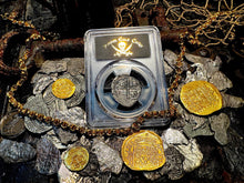 Load image into Gallery viewer, PERU ATOCHA LIMA PCGS 2 REALES w/ MEL FISHER TAG SHIPWRECK 1622 PIRATE COINS