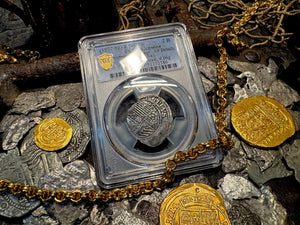 PERU ATOCHA LIMA PCGS 2 REALES w/ MEL FISHER TAG SHIPWRECK 1622 PIRATE COINS