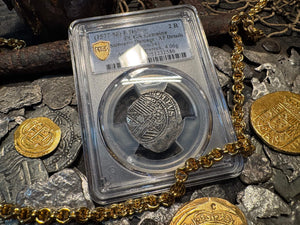 PERU ATOCHA LIMA PCGS 2 REALES w/ MEL FISHER TAG SHIPWRECK 1622 PIRATE COINS