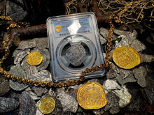 Load image into Gallery viewer, PERU ATOCHA LIMA PCGS 2 REALES w/ MEL FISHER TAG SHIPWRECK 1622 PIRATE COINS