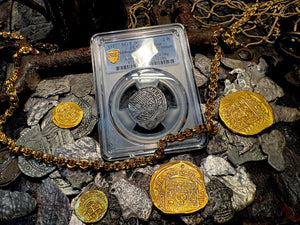 PERU ATOCHA LIMA PCGS 2 REALES w/ MEL FISHER TAG SHIPWRECK 1622 PIRATE COINS