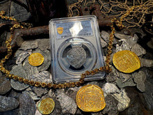 Load image into Gallery viewer, PERU ATOCHA LIMA PCGS 2 REALES w/ MEL FISHER TAG SHIPWRECK 1622 PIRATE COINS