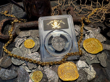 Load image into Gallery viewer, PERU ATOCHA LIMA PCGS 2 REALES w/ MEL FISHER TAG SHIPWRECK 1622 PIRATE COINS