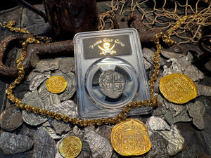 PERU ATOCHA LIMA PCGS 2 REALES w/ MEL FISHER TAG SHIPWRECK 1622 PIRATE COINS