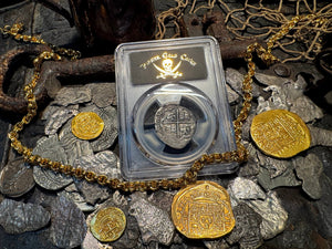 PERU ATOCHA LIMA PCGS 2 REALES w/ MEL FISHER TAG SHIPWRECK 1622 PIRATE COINS