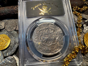 PERU 4 REALES ATOCHA LIMA MEL FISHER COA 1622 SHIPWRECK PCGS PIRATE SILVER COINS