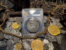 Load image into Gallery viewer, PERU 4 REALES ATOCHA LIMA MEL FISHER COA 1622 SHIPWRECK PCGS PIRATE SILVER COINS