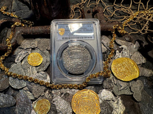 PERU 4 REALES ATOCHA LIMA MEL FISHER COA 1622 SHIPWRECK PCGS PIRATE SILVER COINS