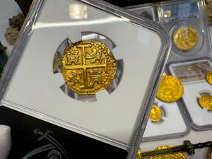 PERU 4 ESCUDOS 1700 FINEST 1715 FLEET SHIPWRECK NGC 63 PIRATE GOLD COINS