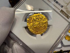 PERU 4 ESCUDOS 1700 FINEST 1715 FLEET SHIPWRECK NGC 63 PIRATE GOLD COINS