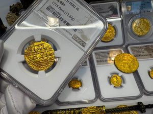 PERU 4 ESCUDOS 1700 FINEST 1715 FLEET SHIPWRECK NGC 63 PIRATE GOLD COINS