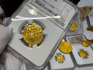 PERU 4 ESCUDOS 1700 FINEST 1715 FLEET SHIPWRECK NGC 63 PIRATE GOLD COINS