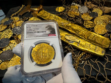 Load image into Gallery viewer, PERU 2ND FINEST KNOWN 1705 8 ESCUDOS &quot;1715 FLEET SHIPWRECK&#39; NGC 63 PIRATE COINS