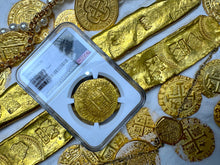 Load image into Gallery viewer, PERU 2ND FINEST KNOWN 1705 8 ESCUDOS &quot;1715 FLEET SHIPWRECK&#39; NGC 63 PIRATE COINS