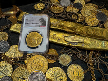 Load image into Gallery viewer, PERU 2ND FINEST KNOWN 1705 8 ESCUDOS &quot;1715 FLEET SHIPWRECK&#39; NGC 63 PIRATE COINS