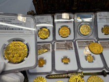 Load image into Gallery viewer, PERU 8 ESCUDOS 1705 NGC AU DETAILS PIRATE GOLD COINS DOUBLOON TREASURE